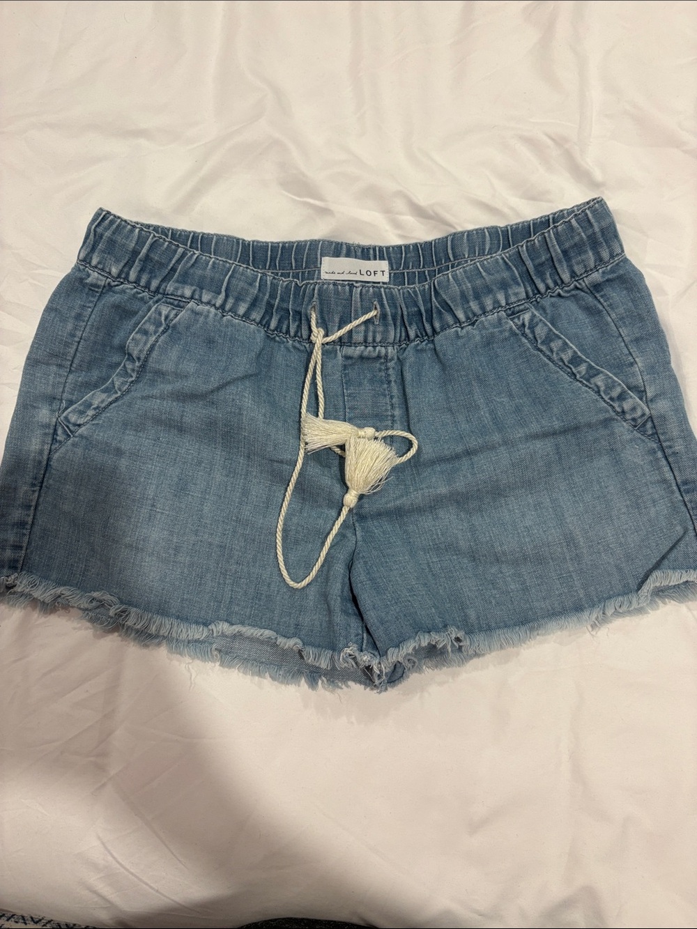 LOFT Light Blue Denim Tie-Front Shorts
